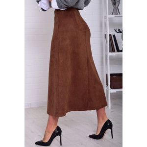 Юбка женская Ф9010 замша (р-ры: 44-54) шоколад