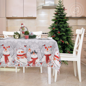 Скатерть из рогожки "Снеговики" (последний размер) 260х145 Скатерть из рогожки "Снеговики" (последний размер) 260х145
