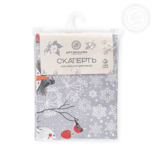 Скатерть из рогожки "Снеговики" (последний размер) 260х145 Скатерть из рогожки "Снеговики" (последний размер) 260х145