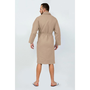 Халат унисекс запашной с воротником вафельное полотно (последний размер) бежевый 48-50, 56-60