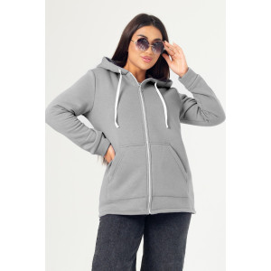 Толстовка женская ФТ-16 "Роксана" футер 3-х нитка с начёсом (последний размер) серый 48
