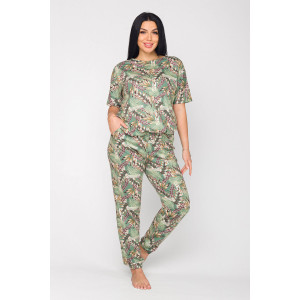 Костюм двойка женский К-325 "Саванна" кулирка (последний размер) зелень 48