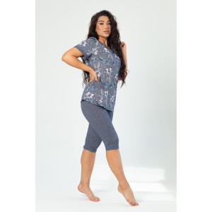 Костюм двойка женский К-227 "Барыня голубой" кулирка (последний размер) 48