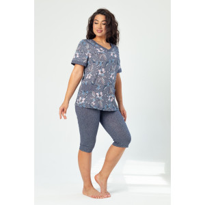 Костюм двойка женский К-227 "Барыня голубой" кулирка (последний размер) 48