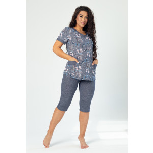 Костюм двойка женский К-227 "Барыня голубой" кулирка (последний размер) 48