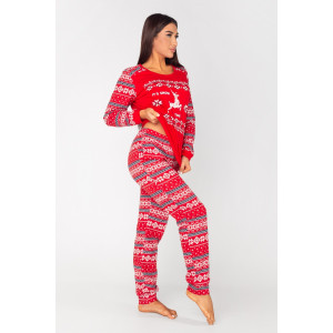 Костюм двойка женский НГ-01 "Лапландия" кулирка (последний размер) красный 48