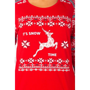 Костюм двойка женский НГ-01 "Лапландия" кулирка (последний размер) красный 48