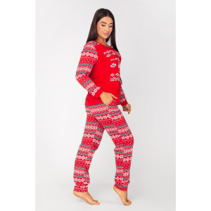 Костюм двойка женский НГ-01 "Лапландия" кулирка (последний размер) красный 48