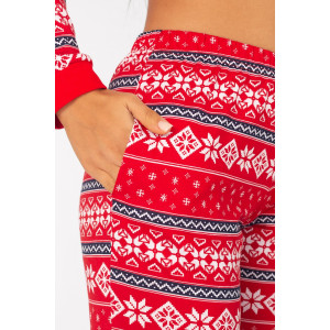 Костюм двойка женский НГ-01 "Лапландия" кулирка (последний размер) красный 48