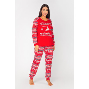Костюм двойка женский НГ-01 "Лапландия" кулирка (последний размер) красный 48