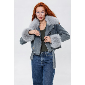 Куртка женская №28037 джинс с полиэстером (последний размер) синий 44 Куртка женская №28037 джинс с полиэстером (последний размер) синий 44