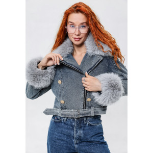 Куртка женская №28037 джинс с полиэстером (последний размер) синий 44 Куртка женская №28037 джинс с полиэстером (последний размер) синий 44