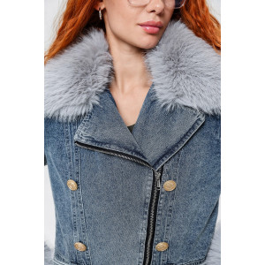 Куртка женская №28037 джинс с полиэстером (последний размер) синий 44 Куртка женская №28037 джинс с полиэстером (последний размер) синий 44