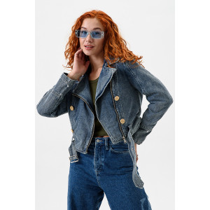 Куртка женская №28037 джинс с полиэстером (последний размер) синий 44 Куртка женская №28037 джинс с полиэстером (последний размер) синий 44