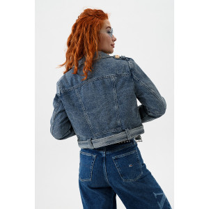 Куртка женская №28037 джинс с полиэстером (последний размер) синий 44 Куртка женская №28037 джинс с полиэстером (последний размер) синий 44