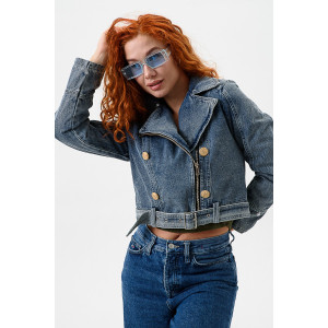 Куртка женская №28037 джинс с полиэстером (последний размер) синий 44 Куртка женская №28037 джинс с полиэстером (последний размер) синий 44