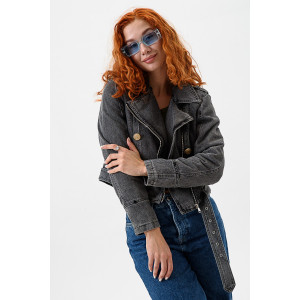 Куртка женская №28037 джинс с полиэстером (последний размер) черный 46 Куртка женская №28037 джинс с полиэстером (последний размер) черный 46