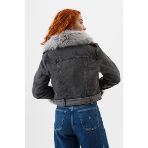 Куртка женская №28037 джинс с полиэстером (последний размер) черный 46 Куртка женская №28037 джинс с полиэстером (последний размер) черный 46