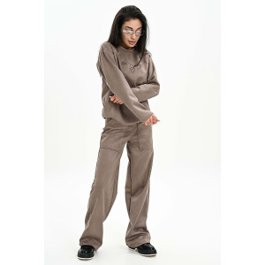 Брюки женские №058621 эко-замша (р-ры: 42-52) бежевый Брюки женские №058621 эко-замша (р-ры: 42-52) бежевый