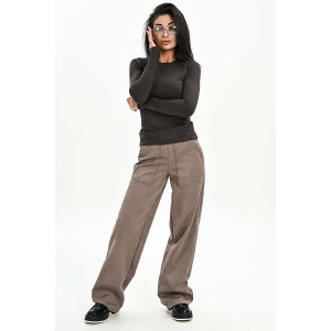 Брюки женские №058621 эко-замша (р-ры: 42-52) бежевый Брюки женские №058621 эко-замша (р-ры: 42-52) бежевый