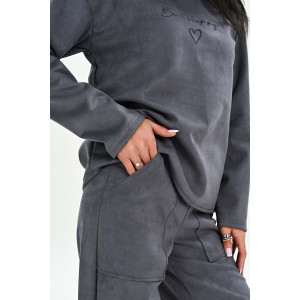 Брюки женские №058621 эко-замша (р-ры: 42-52) серый Брюки женские №058621 эко-замша (р-ры: 42-52) серый