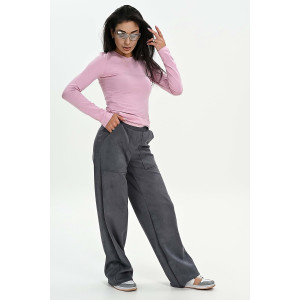 Брюки женские №058621 эко-замша (р-ры: 42-52) серый Брюки женские №058621 эко-замша (р-ры: 42-52) серый