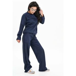 Брюки женские №058621 эко-замша (р-ры: 42-52) синий Брюки женские №058621 эко-замша (р-ры: 42-52) синий