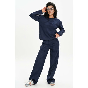 Свитшот женский №058620 эко-замша (р-ры: 42-52) синий Свитшот женский №058620 эко-замша (р-ры: 42-52) синий