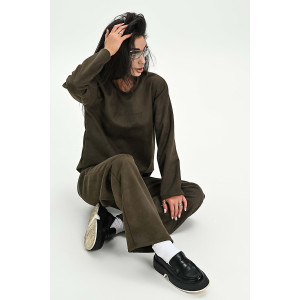 Свитшот женский №058620 эко-замша (р-ры: 42-52) хаки Свитшот женский №058620 эко-замша (р-ры: 42-52) хаки