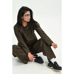 Свитшот женский №058620 эко-замша (р-ры: 42-52) хаки Свитшот женский №058620 эко-замша (р-ры: 42-52) хаки
