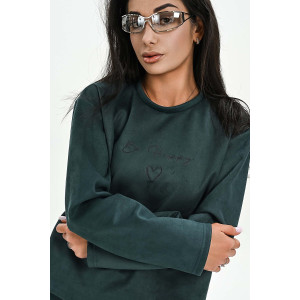 Свитшот женский №058620 эко-замша (р-ры: 42-52) изумрудный Свитшот женский №058620 эко-замша (р-ры: 42-52) изумрудный