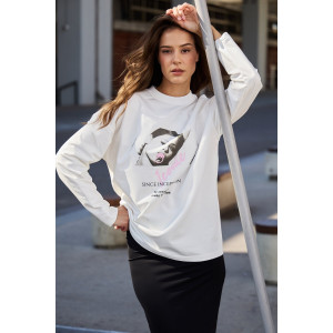 Лонгслив женский №058731 футер 2-х нитка (р-ры: 40-50) молочный Лонгслив женский №058731 футер 2-х нитка (р-ры: 40-50) молочный