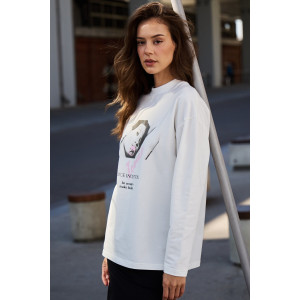 Лонгслив женский №058731 футер 2-х нитка (р-ры: 40-50) молочный Лонгслив женский №058731 футер 2-х нитка (р-ры: 40-50) молочный