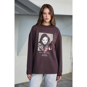 Лонгслив женский №058731 футер 2-х нитка (р-ры: 40-50) коричневый Лонгслив женский №058731 футер 2-х нитка (р-ры: 40-50) коричневый