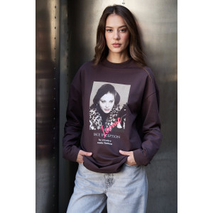 Лонгслив женский №058731 футер 2-х нитка (р-ры: 40-50) коричневый Лонгслив женский №058731 футер 2-х нитка (р-ры: 40-50) коричневый