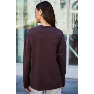 Лонгслив женский №058731 футер 2-х нитка (р-ры: 40-50) коричневый Лонгслив женский №058731 футер 2-х нитка (р-ры: 40-50) коричневый