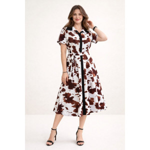 Платье женское №39065 кулирка (р-ры: 46-60) бело-коричневый Платье женское №39065 кулирка (р-ры: 46-60) бело-коричневый