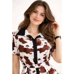 Платье женское №39065 кулирка (р-ры: 46-60) бело-коричневый
