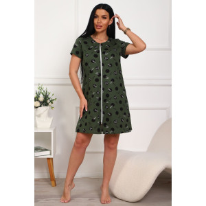 Халат женский №130т/1 кулирка (р-ры: 42-50) зеленый-черный Халат женский №130т/1 кулирка (р-ры: 42-50) зеленый-черный