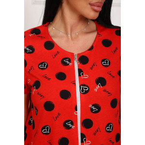 Халат женский №130т/1 кулирка (р-ры: 42-50) красный-черный Халат женский №130т/1 кулирка (р-ры: 42-50) красный-черный