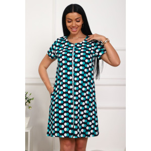 Халат женский №130т/1 кулирка (р-ры: 42-50) т.синий-т.бирюзовый Халат женский №130т/1 кулирка (р-ры: 42-50) т.синий-т.бирюзовый