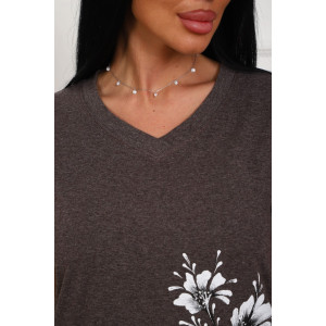 Футболка женская №29540 кулирка (р-ры: 50-60) коричневый Футболка женская №29540 кулирка (р-ры: 50-60) коричневый