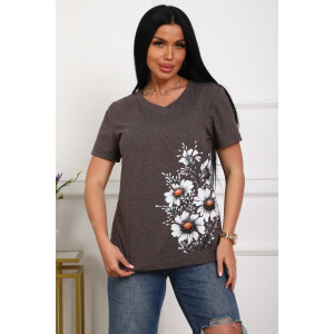 Футболка женская №29540 кулирка (р-ры: 50-60) коричневый Футболка женская №29540 кулирка (р-ры: 50-60) коричневый