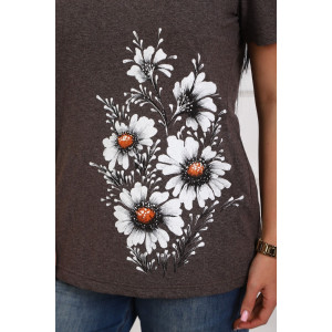 Футболка женская №29540 кулирка (р-ры: 50-60) коричневый Футболка женская №29540 кулирка (р-ры: 50-60) коричневый