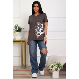 Футболка женская №29540 кулирка (р-ры: 50-60) коричневый Футболка женская №29540 кулирка (р-ры: 50-60) коричневый