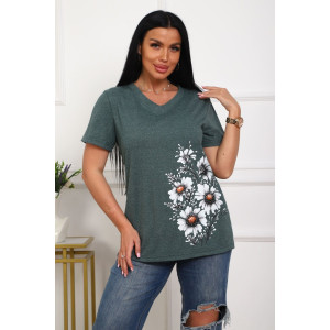 Футболка женская №29540 кулирка (р-ры: 50-60) зеленый Футболка женская №29540 кулирка (р-ры: 50-60) зеленый