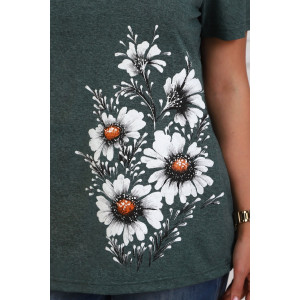 Футболка женская №29540 кулирка (р-ры: 50-60) зеленый Футболка женская №29540 кулирка (р-ры: 50-60) зеленый