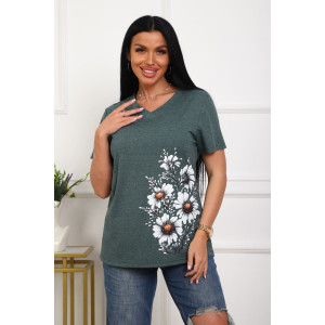 Футболка женская №29540 кулирка (р-ры: 50-60) зеленый Футболка женская №29540 кулирка (р-ры: 50-60) зеленый