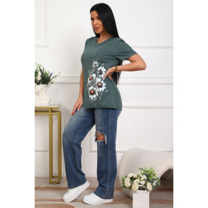 Футболка женская №29540 кулирка (р-ры: 50-60) зеленый Футболка женская №29540 кулирка (р-ры: 50-60) зеленый