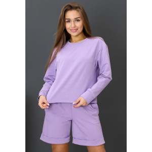 Свитшот женский С-01 футер с лайкрой 2-х нитка (р-ры: 42-62) сиреневый Свитшот женский С-01 футер с лайкрой 2-х нитка (р-ры: 42-62) сиреневый